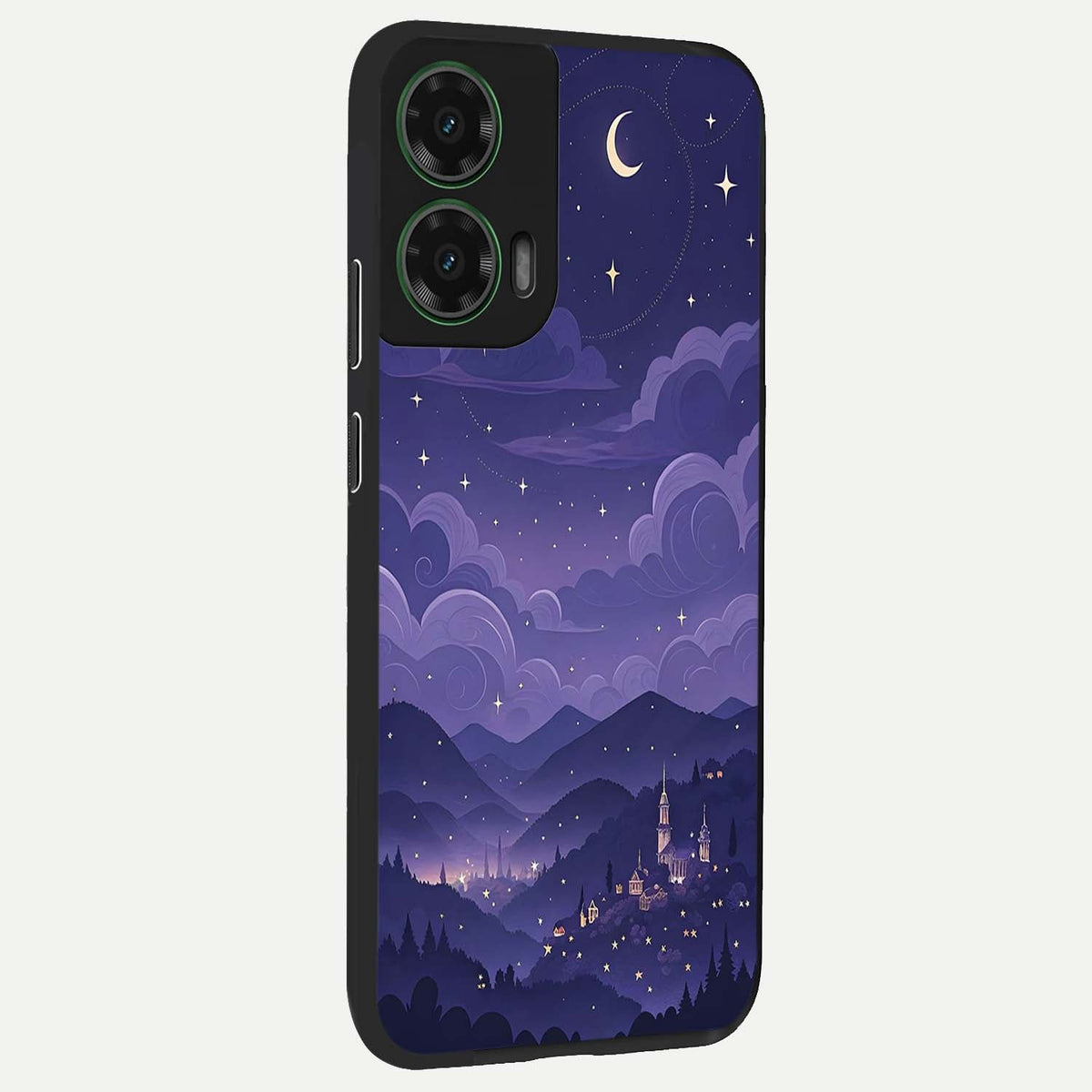  Minimal Night View back cover For Moto G35 slim fit glass case with vibrant aesthetic design
