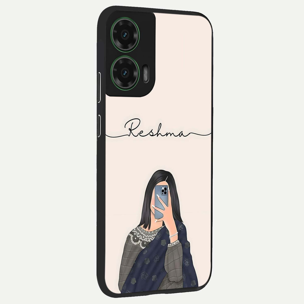  Mirror Mood Muse With Custom Name back cover For Moto G35 slim fit glass case with vibrant aesthetic design