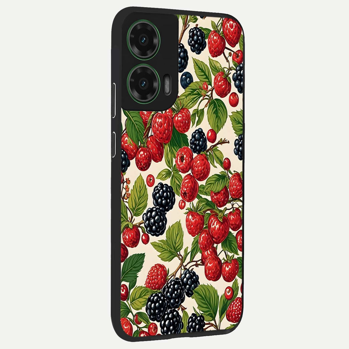  Mixed Berry Collage back cover For Moto G35 slim fit glass case with vibrant aesthetic design