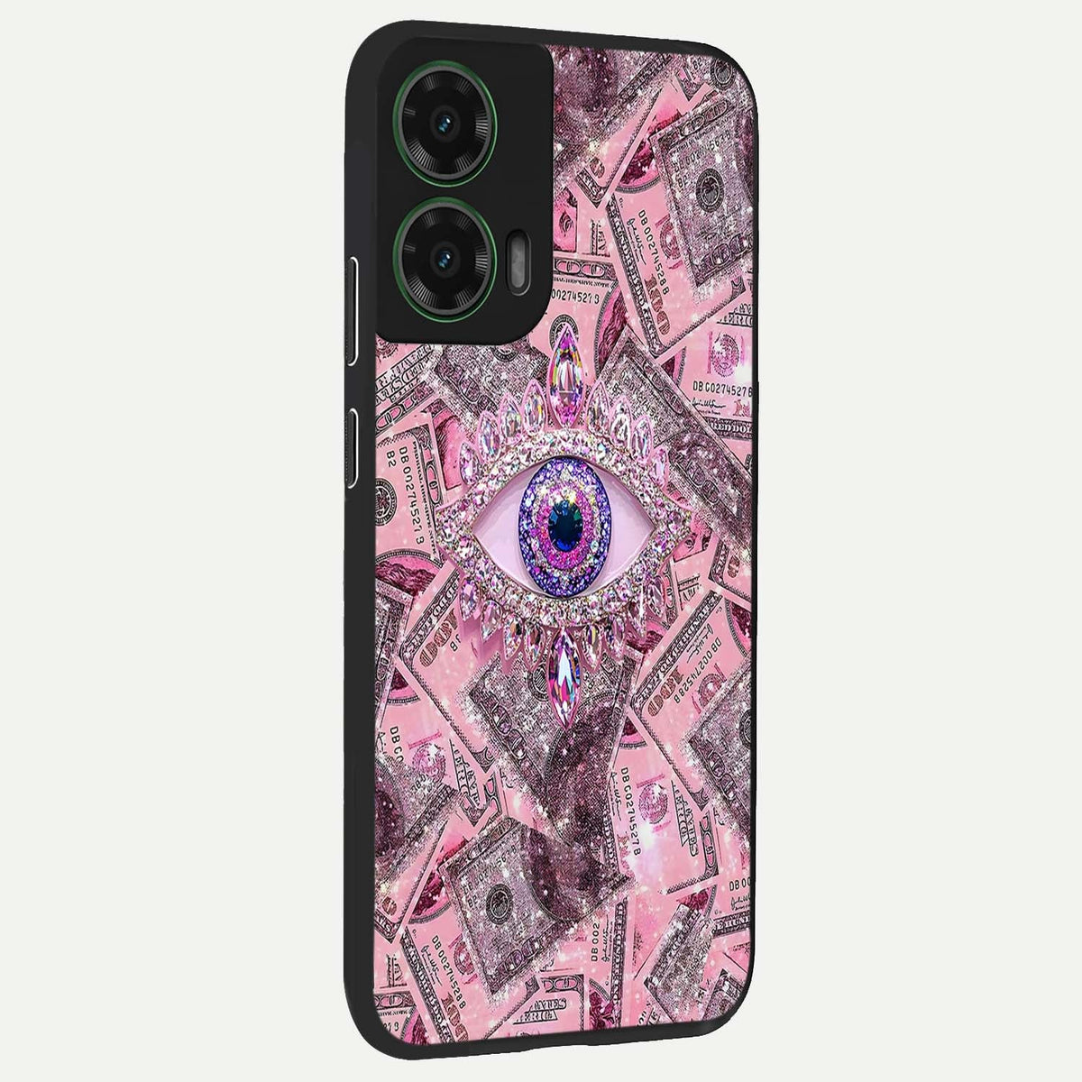  Money Eye Luxe back cover For Moto G35 slim fit glass case with vibrant aesthetic design