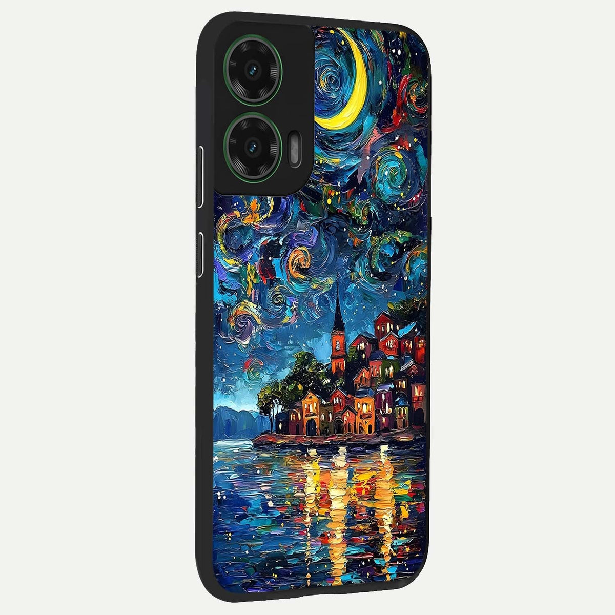  Moonlight Harbor Glow back cover For Moto G35 slim fit glass case with vibrant aesthetic design