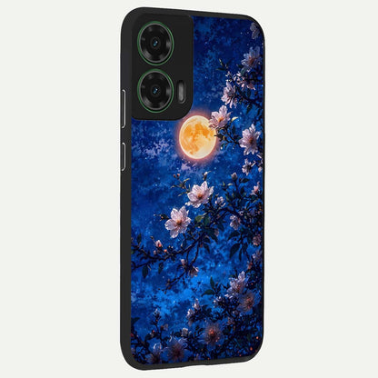  Moonlit Blossoms Night back cover For Moto G35 slim fit glass case with vibrant aesthetic design