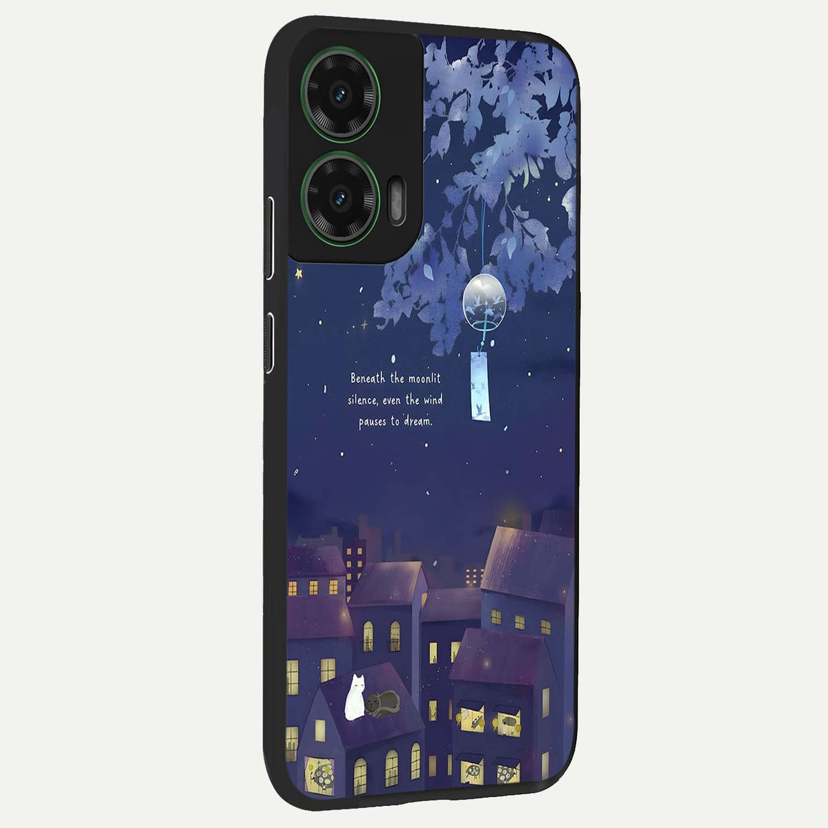 Moonlit Cat Silence back cover For Moto G35 slim fit glass case with vibrant aesthetic design