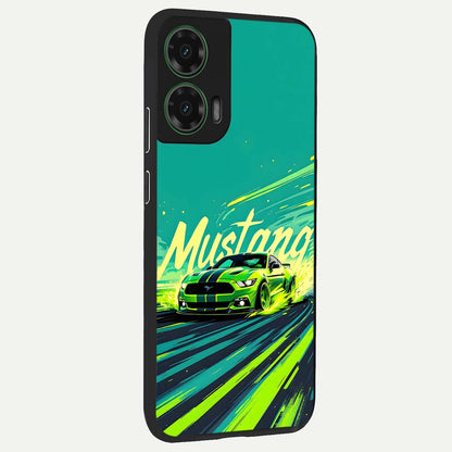  Mustang Bang back cover For Moto G35 slim fit glass case with vibrant aesthetic design