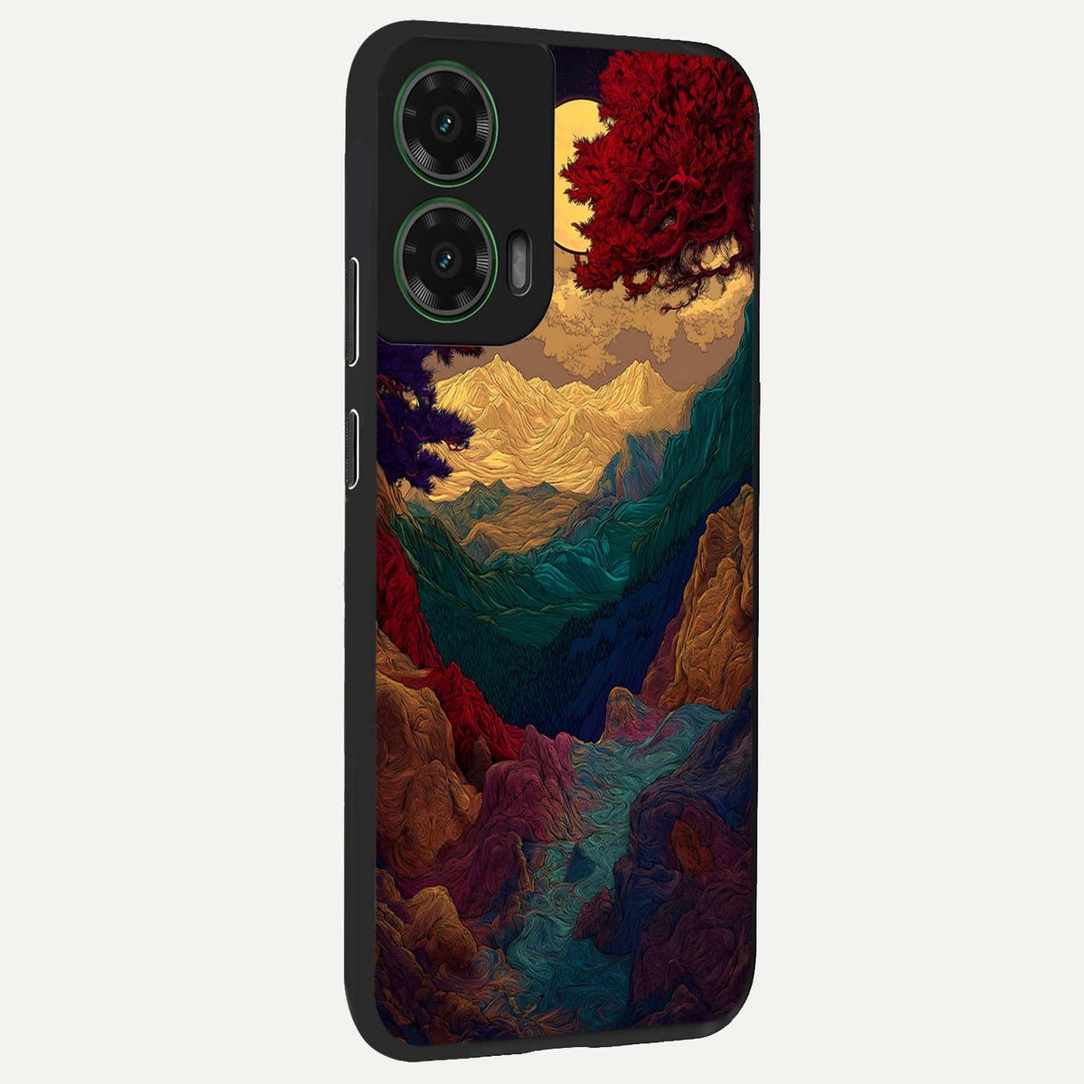  Mystic Valley Light back cover For Moto G35 slim fit glass case with vibrant aesthetic design