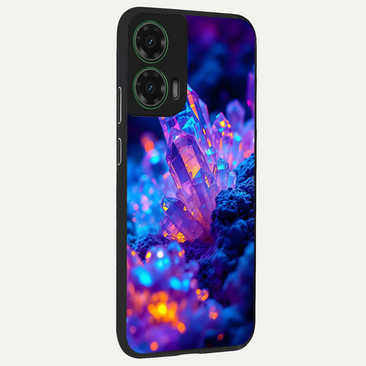  Neon Aura Shards back cover For Moto G35 slim fit glass case with vibrant aesthetic design