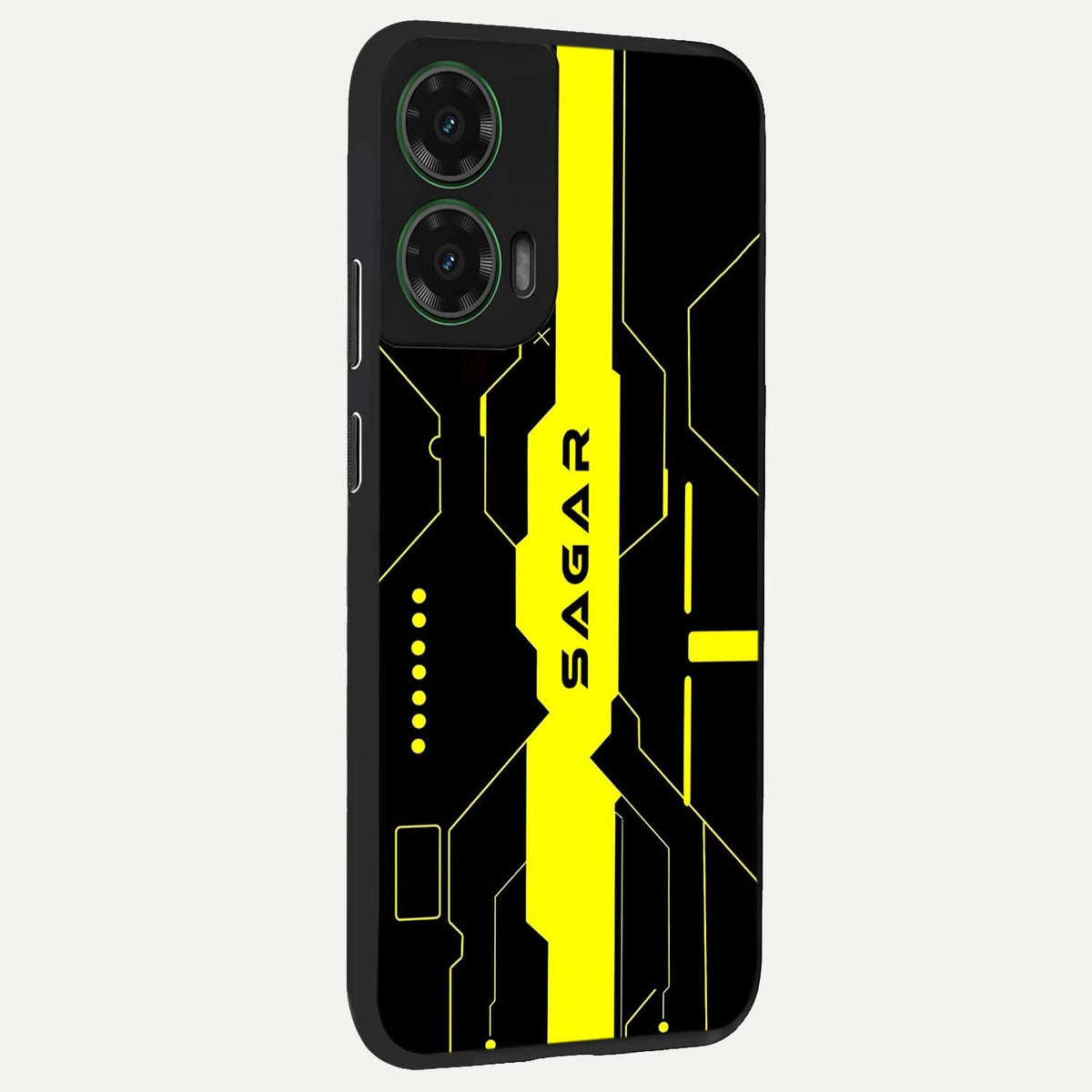  Neon CYBERPUNK Custom Name back cover For Moto G35 slim fit glass case with vibrant aesthetic design