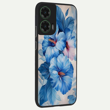  Ocean Hibiscus Grace back cover For Moto G35 slim fit glass case with vibrant aesthetic design