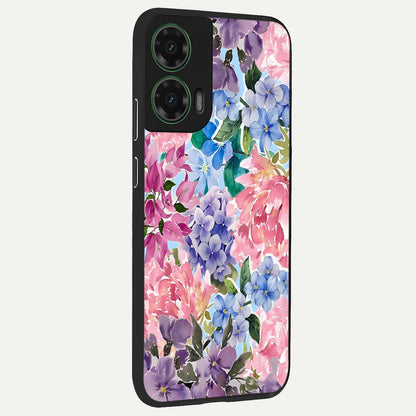  Pastel Floral Mix back cover For Moto G35 slim fit glass case with vibrant aesthetic design