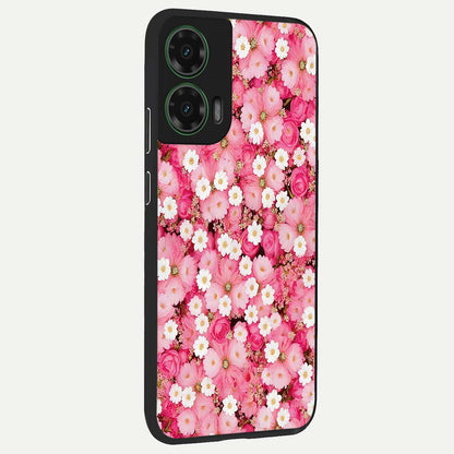  Pink Daisy Bliss back cover For Moto G35 slim fit glass case with vibrant aesthetic design