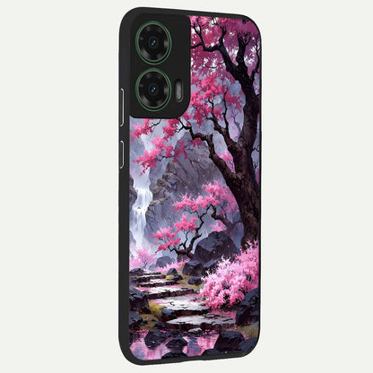  Pink Sunflower Glow back cover For Moto G35 slim fit glass case with vibrant aesthetic design