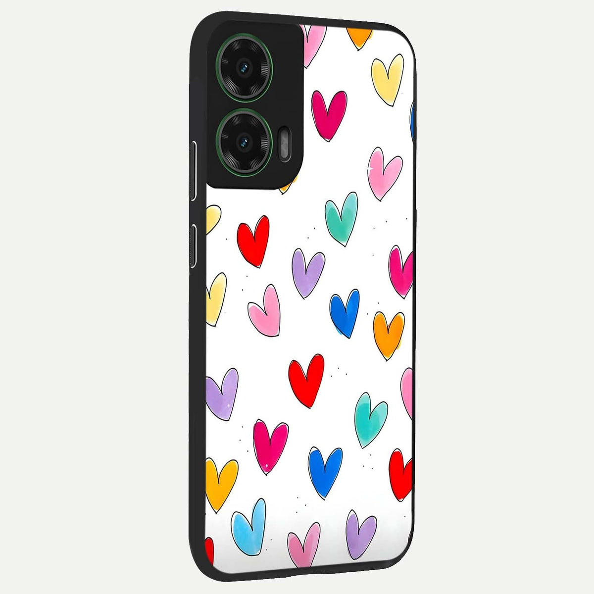  Playful Love Doodles back cover For Moto G35 slim fit glass case with vibrant aesthetic design