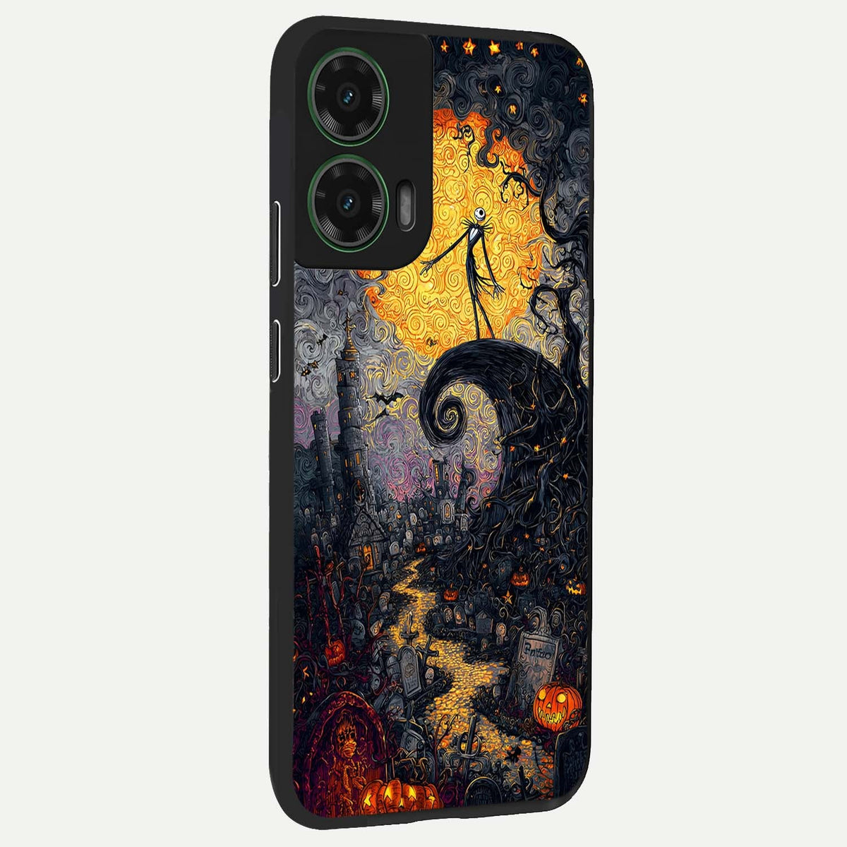  Pumpkin Moon Night back cover For Moto G35 slim fit glass case with vibrant aesthetic design