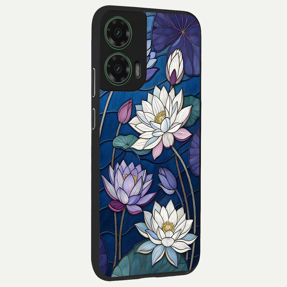  Purple Lotus Stained back cover For Moto G35 slim fit glass case with vibrant aesthetic design