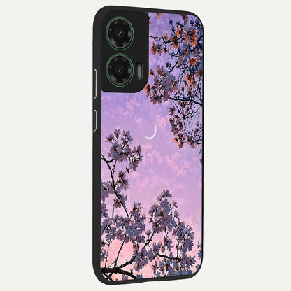  Purple Serenity Moon back cover For Moto G35 slim fit glass case with vibrant aesthetic design