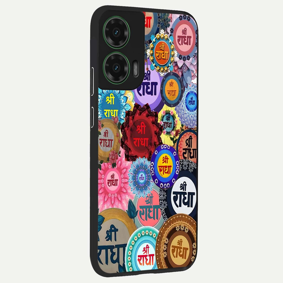  Radha Divine Bloom back cover For Moto G35 slim fit glass case with vibrant aesthetic design