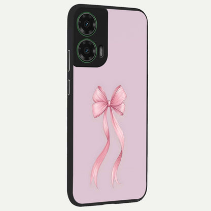  Soft Blush Bow back cover For Moto G35 slim fit glass case with vibrant aesthetic design