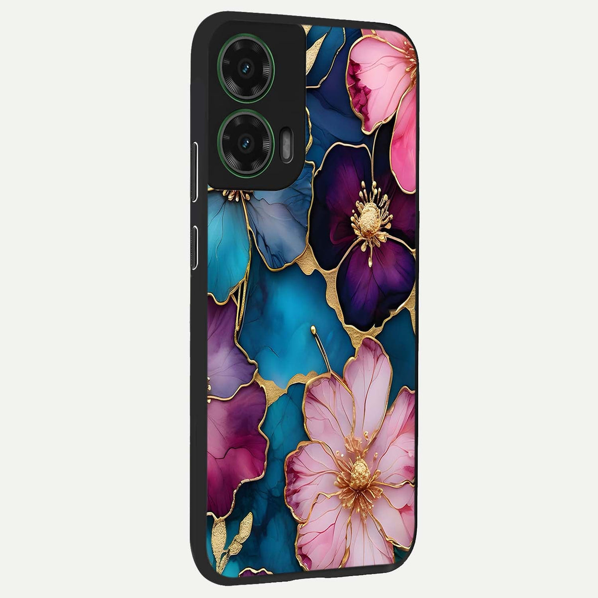  Sparkle Floral back cover For Moto G35 slim fit glass case with vibrant aesthetic design