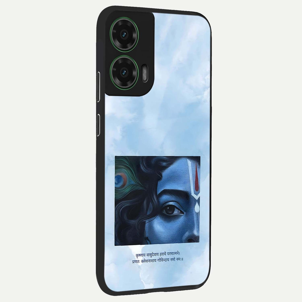  Spiritual Krishna back cover For Moto G35 slim fit glass case with vibrant aesthetic design