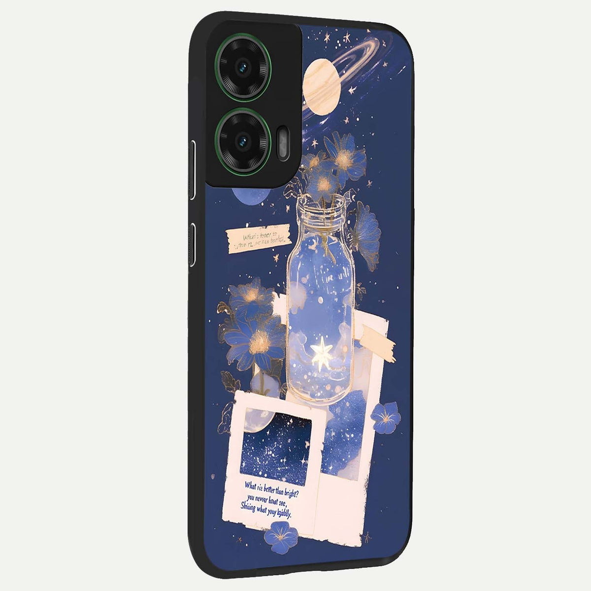  Starlit Cosmic Jar back cover For Moto G35 slim fit glass case with vibrant aesthetic design
