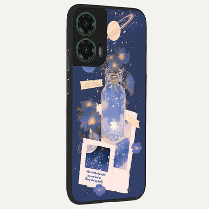  Starlit Cosmic Jar back cover For Moto G35 slim fit glass case with vibrant aesthetic design