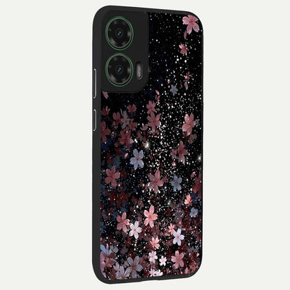  Starlit Flower Dreams back cover For Moto G35 slim fit glass case with vibrant aesthetic design