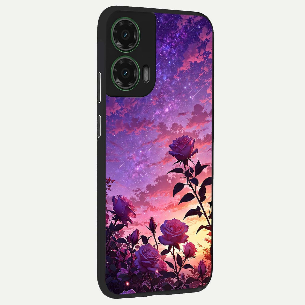 Starlit Rose Twilight back cover For Moto G35 slim fit glass case with vibrant aesthetic design