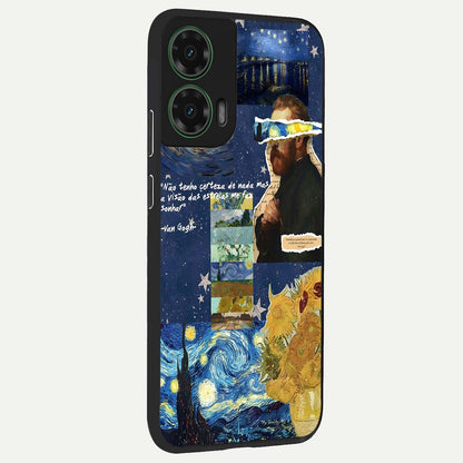  Starry Dream Vision back cover For Moto G35 slim fit glass case with vibrant aesthetic design