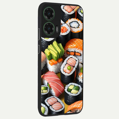  Sushi Food Pattern back cover For Moto G35 slim fit glass case with vibrant aesthetic design