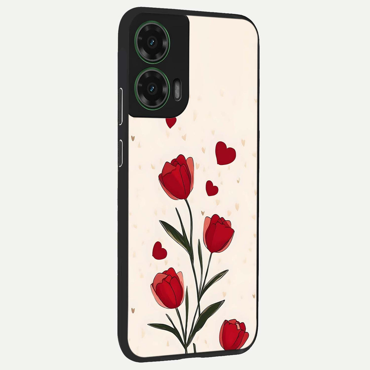  Tulip With Heart back cover For Moto G35 slim fit glass case with vibrant aesthetic design
