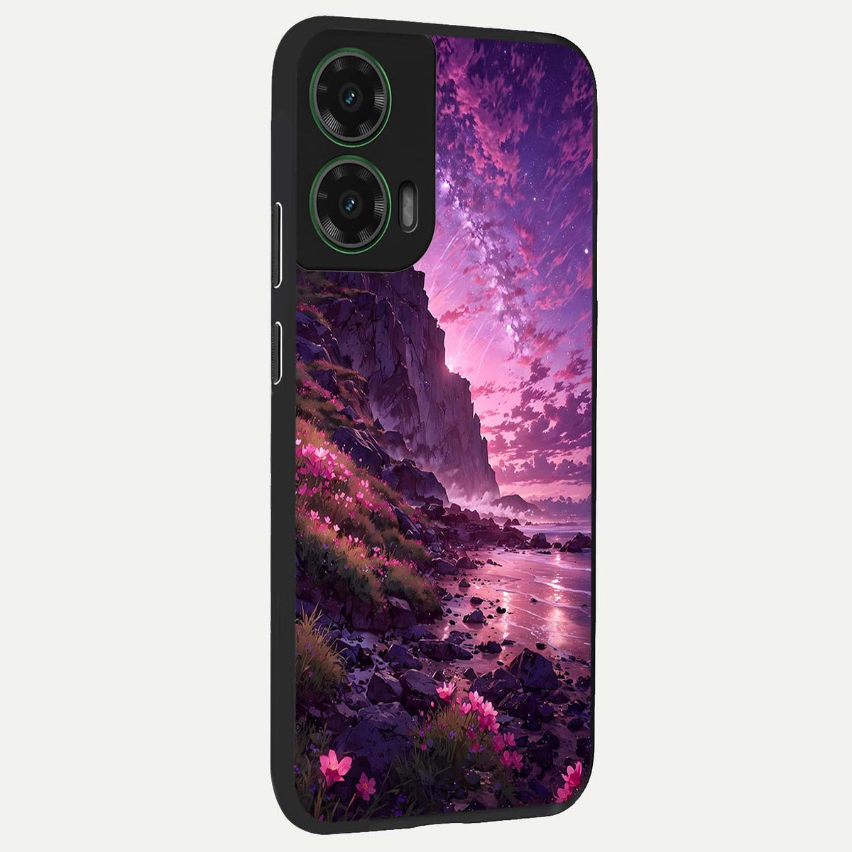  Twilight Blossom Coast back cover For Moto G35 slim fit glass case with vibrant aesthetic design