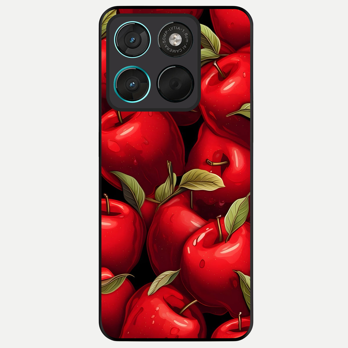  Apple Pattern Glass Case For Moto G57 Power back cover – full design glossy printed glass finish
