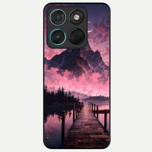  Beautiful Mountain View Glass Case For Moto G57 Power back cover – full design glossy printed glass finish