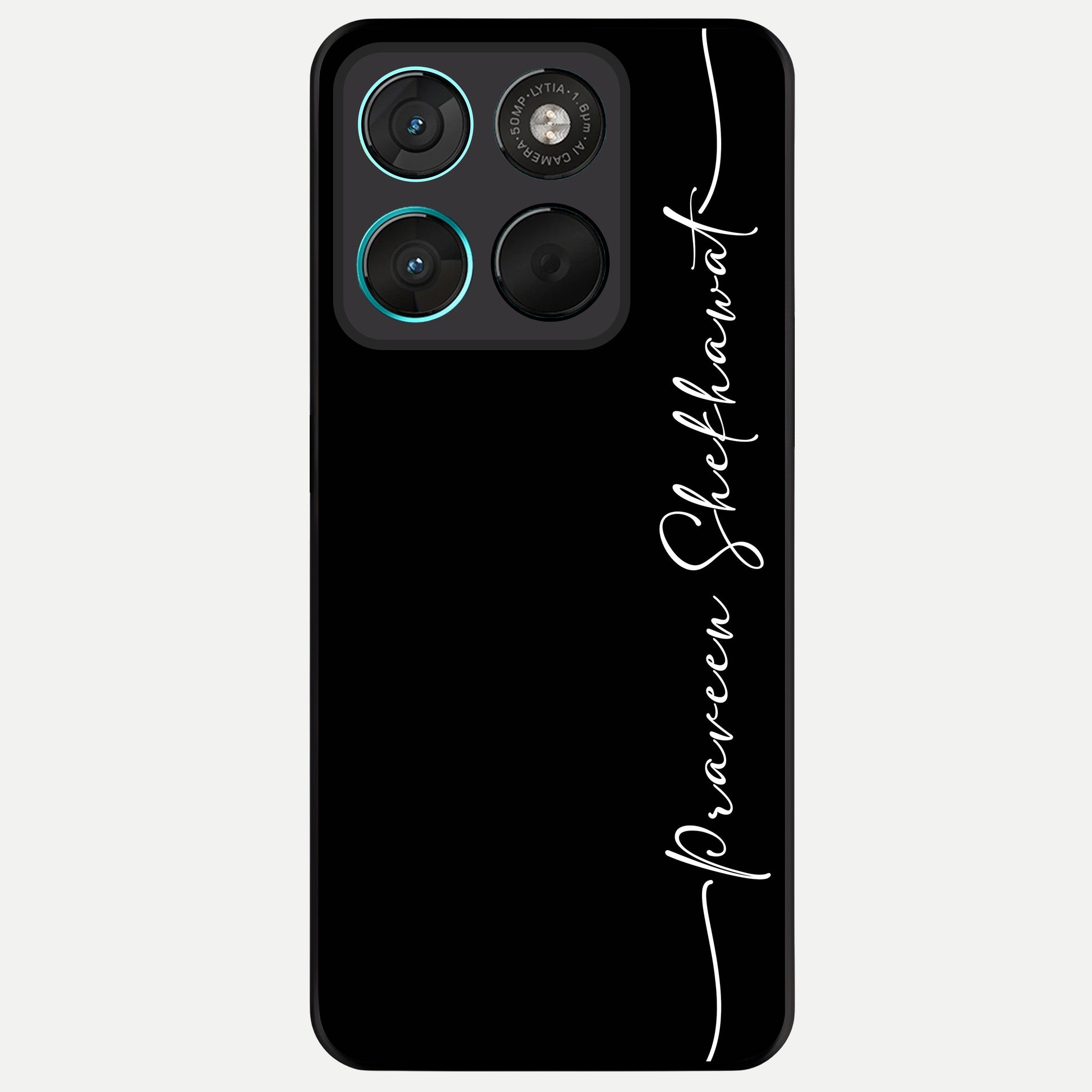 Black Tune Custom Name Glass Case For Moto G57 Power back cover – full design glossy printed glass finish