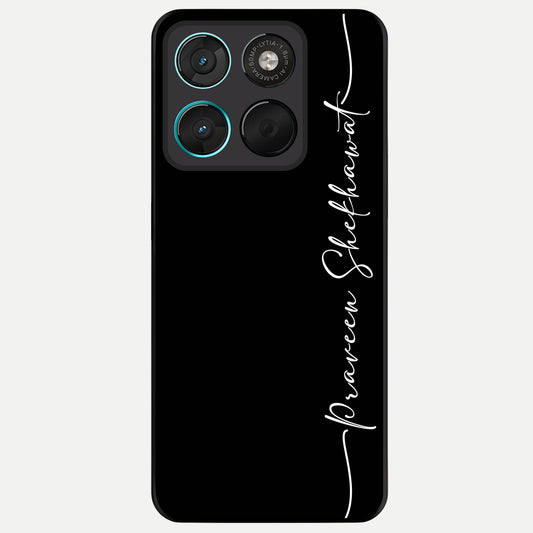  Black Tune Custom Name Glass Case For Moto G57 Power back cover – full design glossy printed glass finish