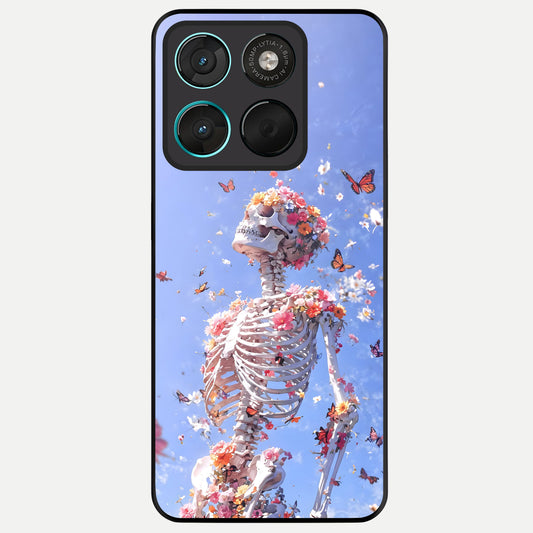  Bloom Beyond Bones Glass Case For Moto G57 Power back cover – full design glossy printed glass finish