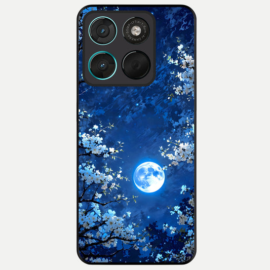  Blossom Moonlight Sky Glass Case For Moto G57 Power back cover – full design glossy printed glass finish