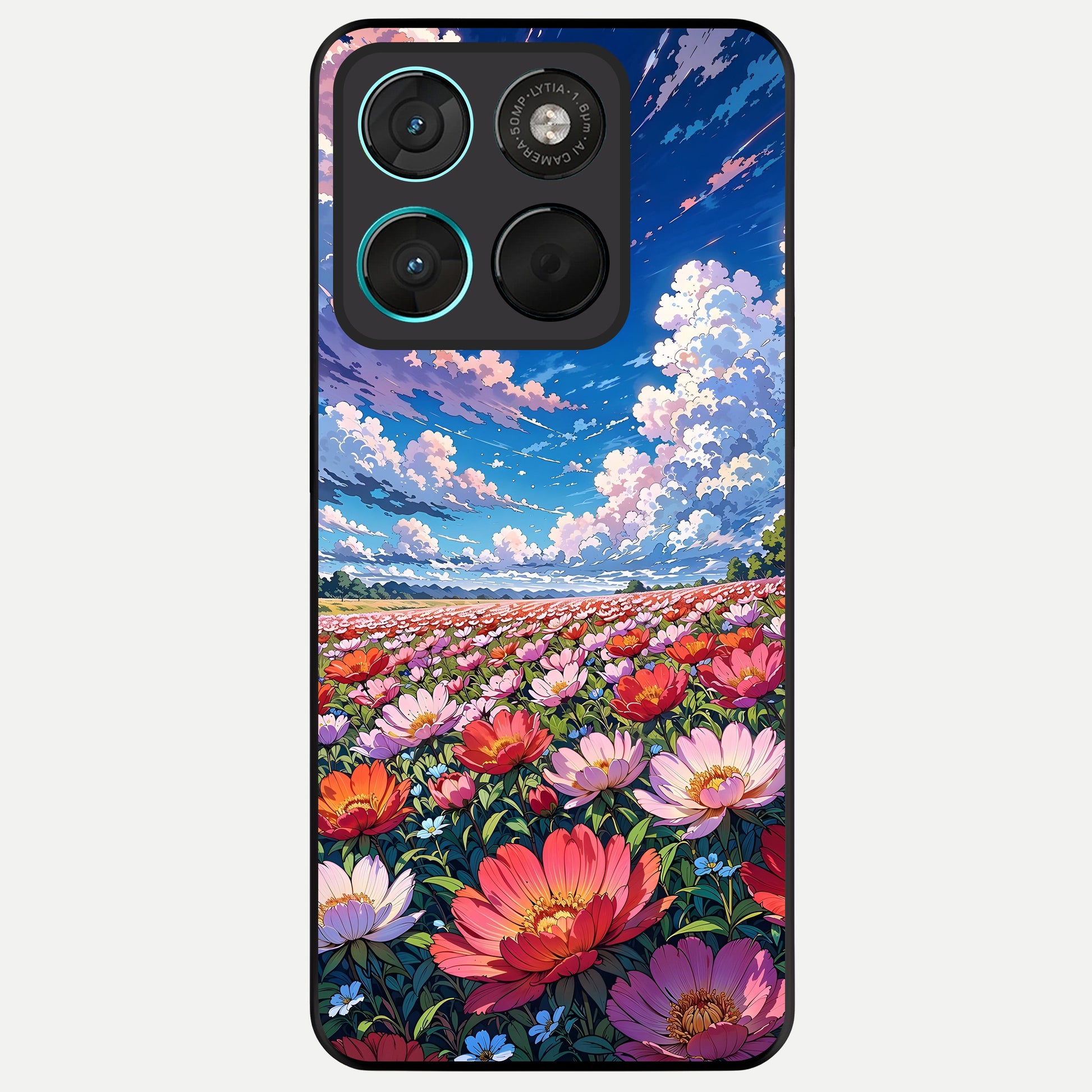  Blossom Sky Field Glass Case For Moto G57 Power back cover – full design glossy printed glass finish