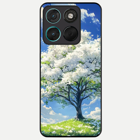  Blossom Sky Serenity Glass Case For Moto G57 Power back cover – full design glossy printed glass finish