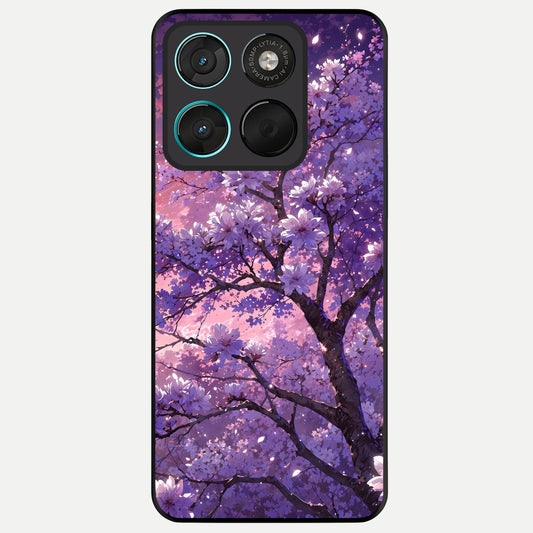 Blossom Tree Glass Case For Moto G57 Power back cover – full design glossy printed glass finish