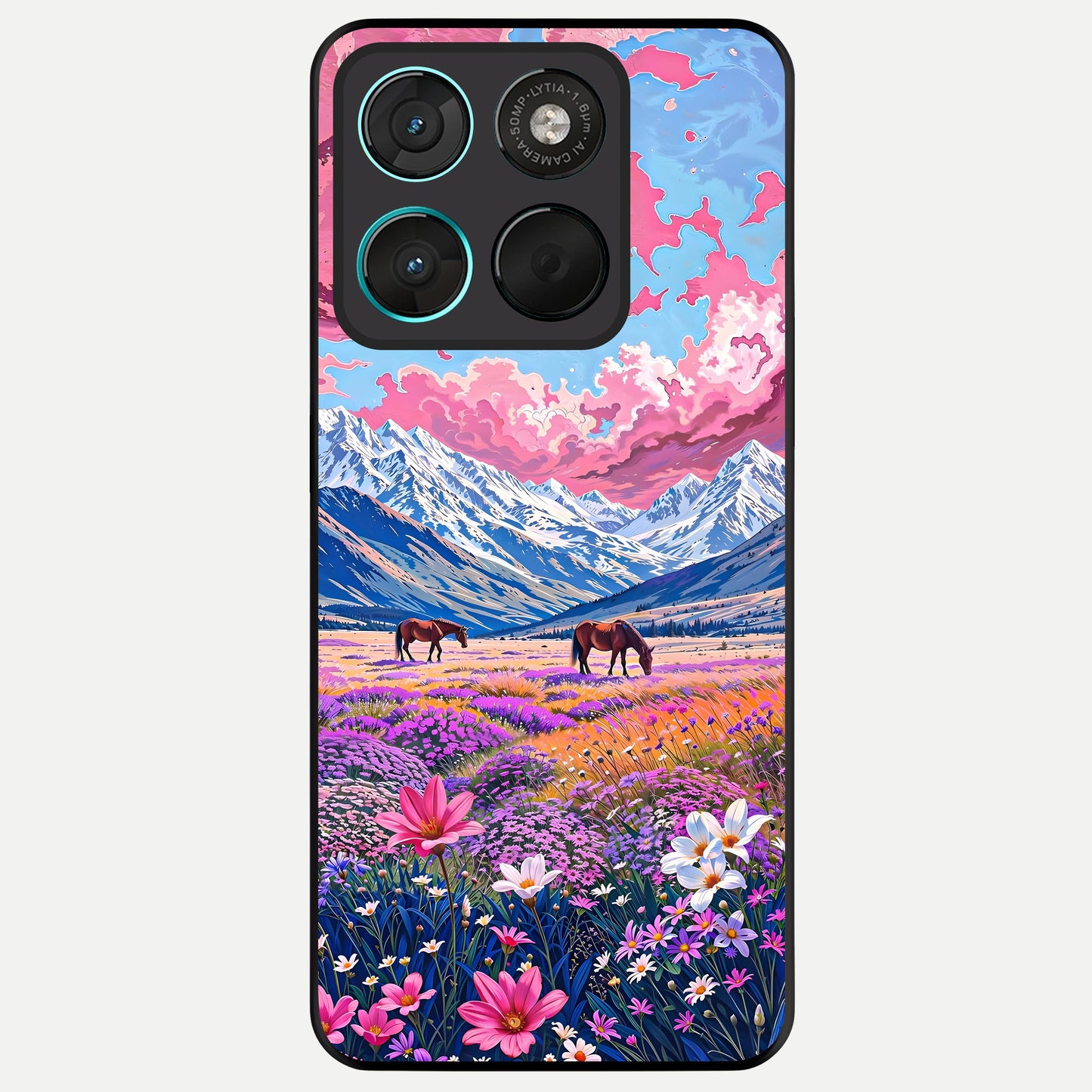  Blossom Valley Dream Glass Case For Moto G57 Power back cover – full design glossy printed glass finish