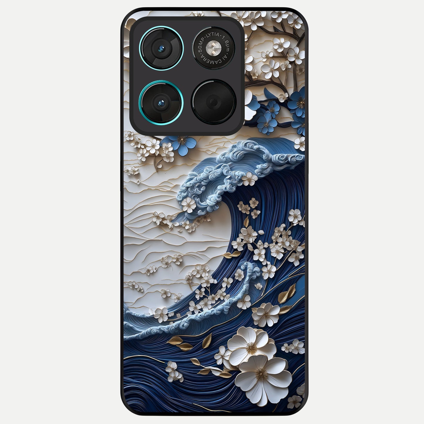  Blossom Wave Art Glass Case For Moto G57 Power back cover – full design glossy printed glass finish
