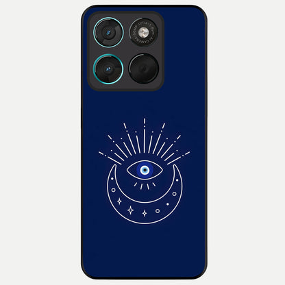  Blue Evil Eye Glass Case For Moto G57 Power back cover – full design glossy printed glass finish