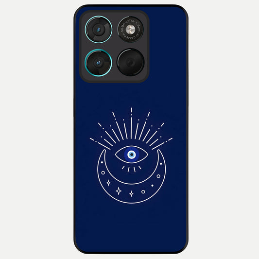  Blue Evil Eye Glass Case For Moto G57 Power back cover – full design glossy printed glass finish