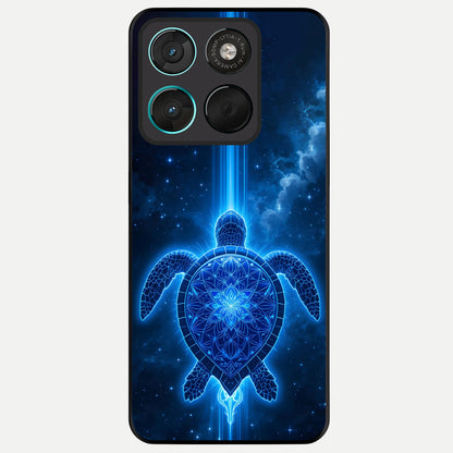  Blue Galaxy Turtle Glass Case For Moto G57 Power back cover – full design glossy printed glass finish