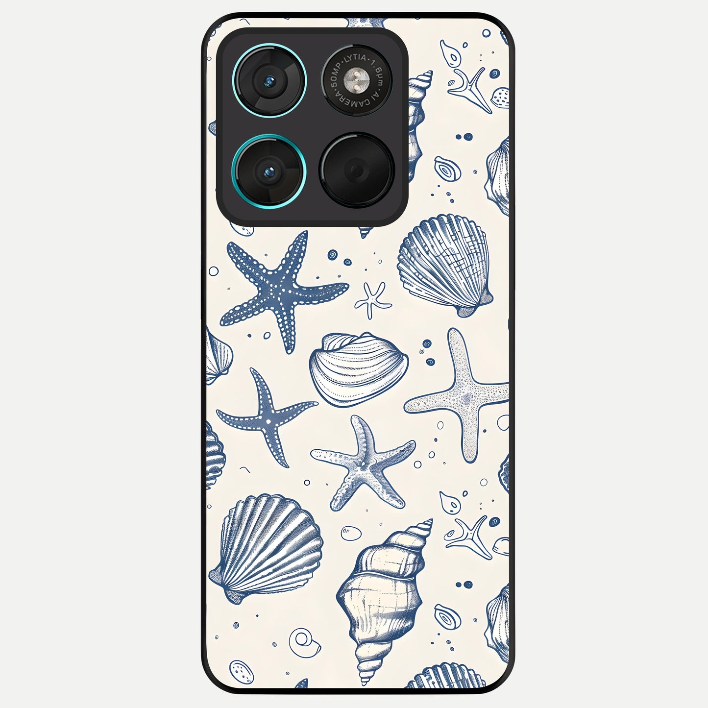  Blue Ocean Outline Glass Case For Moto G57 Power back cover – full design glossy printed glass finish