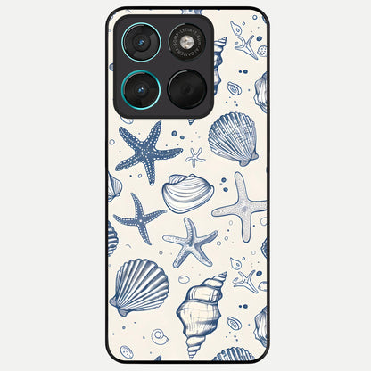  Blue Ocean Outline Glass Case For Moto G57 Power back cover – full design glossy printed glass finish