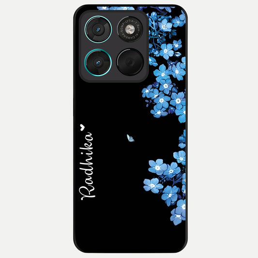  Blue Petal Dream Custom Name Glass Case For Moto G57 Power back cover – full design glossy printed glass finish