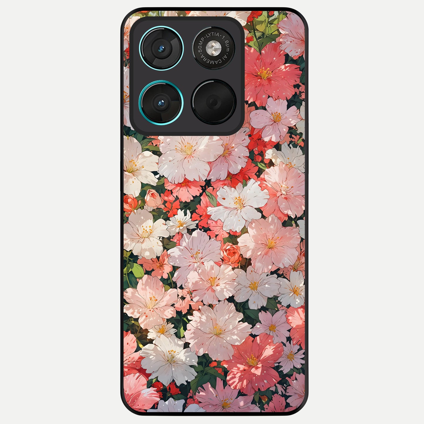  Blush Bloom Field Glass Case For Moto G57 Power back cover – full design glossy printed glass finish