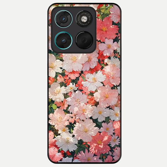  Blush Bloom Field Glass Case For Moto G57 Power back cover – full design glossy printed glass finish